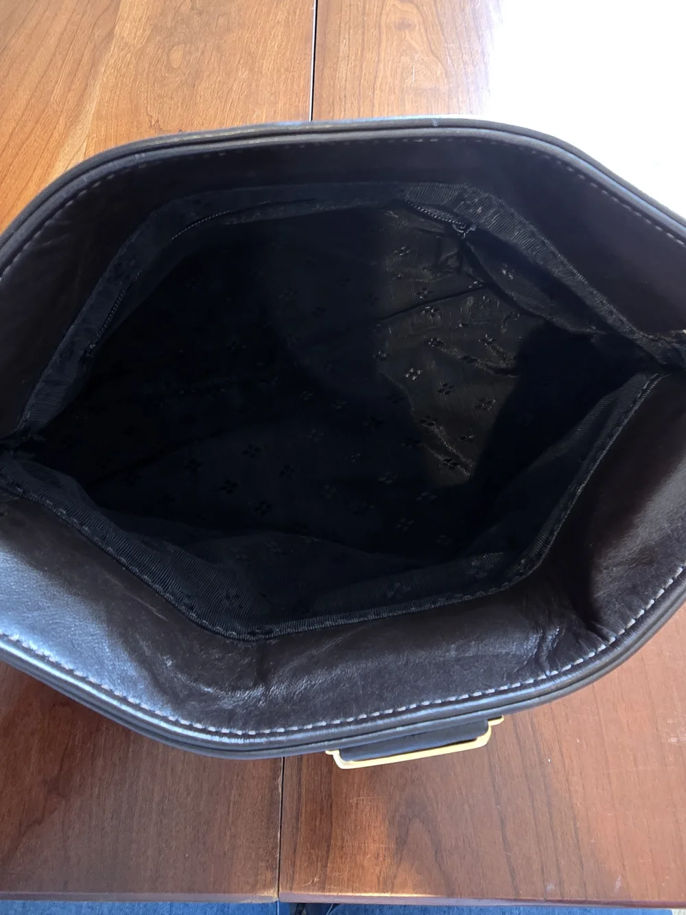 Valerie's Handbags Vintage Elegant Black Genuine Leather Clutch with Gold Accent
